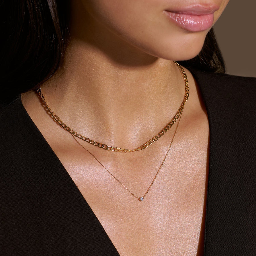 Flache Link-Curb-Halskette in Gold