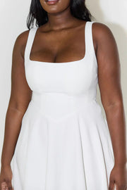 Damen Sommerkleid Baumwolle Leinen Mit Bindeträgern Und A-Linien-Schnitt