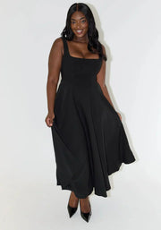 Damen Sommerkleid Baumwolle Leinen Mit Bindeträgern Und A-Linien-Schnitt