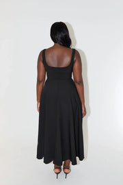Damen Sommerkleid Baumwolle Leinen Mit Bindeträgern Und A-Linien-Schnitt