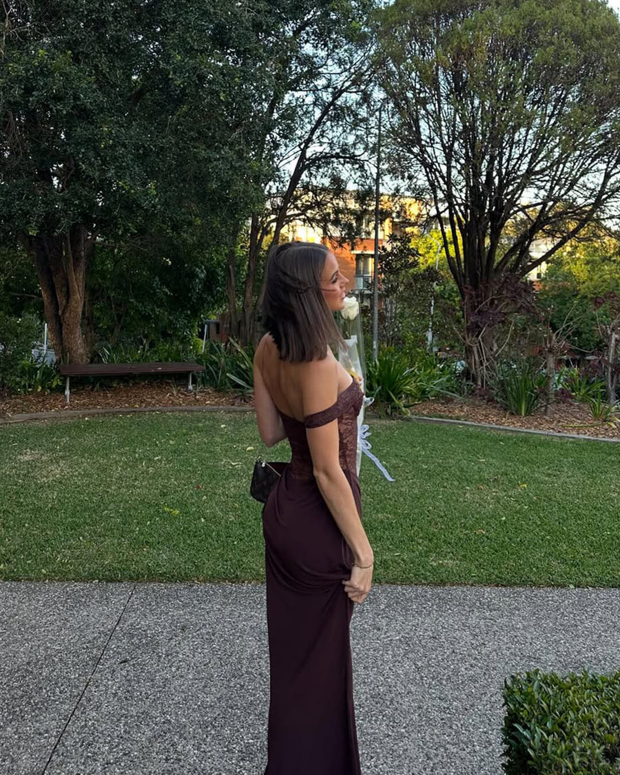Olga One Shoulder Spitzen-Maxikleid