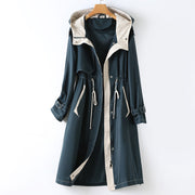 Langer Wasserdichter Trenchcoat für Damen | Mit Kapuze
