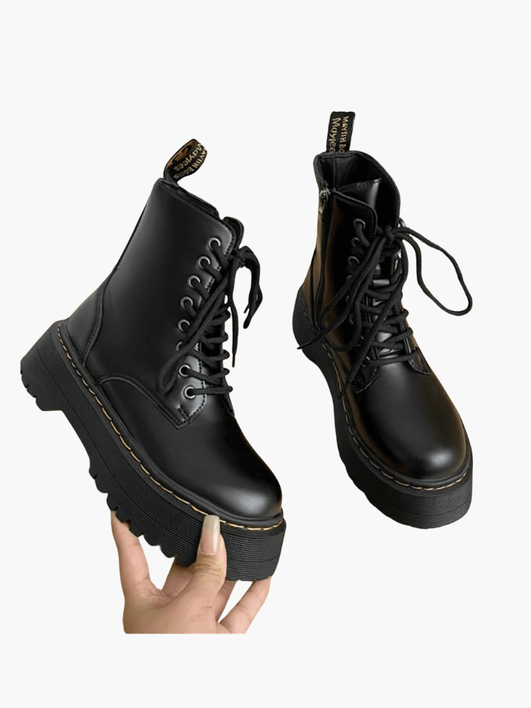 Eline | Elegante Plateaustiefel aus Leder – Stilvolle Schuhe mit Komfort