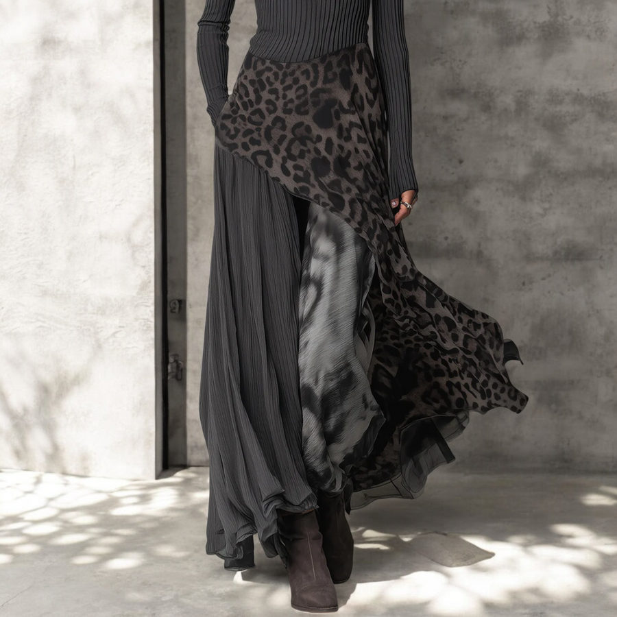 NKEM™ | Langes Kleid mit Leopardenmuster
