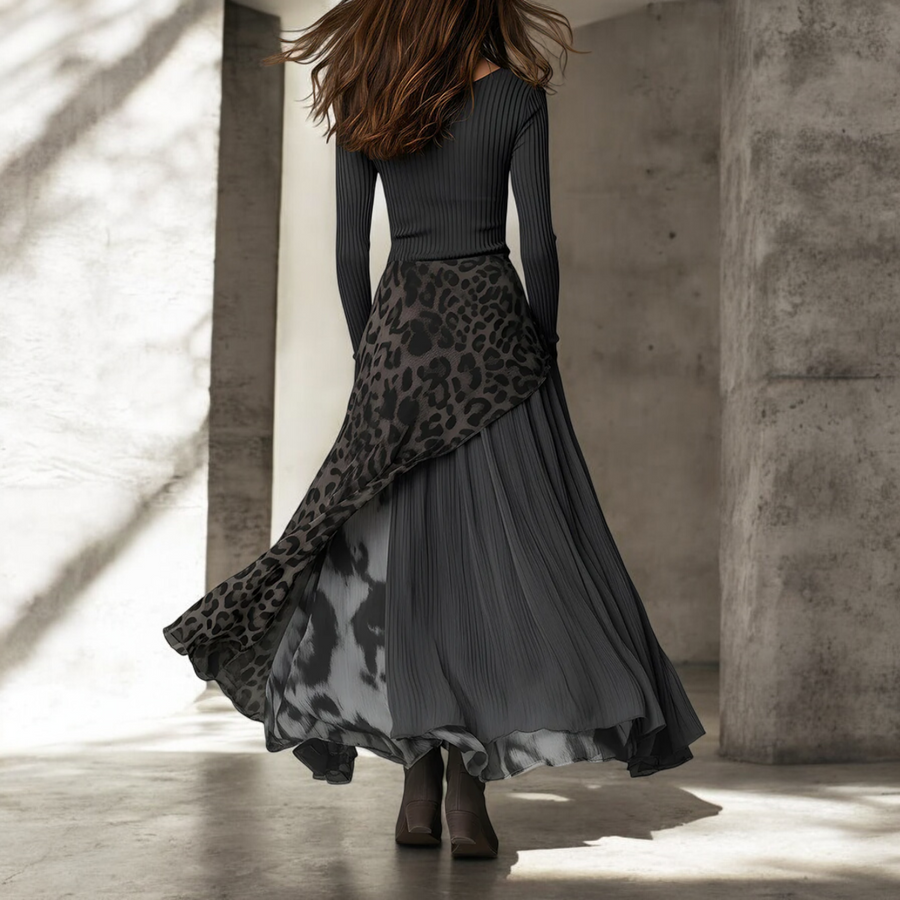 NKEM™ | Langes Kleid mit Leopardenmuster