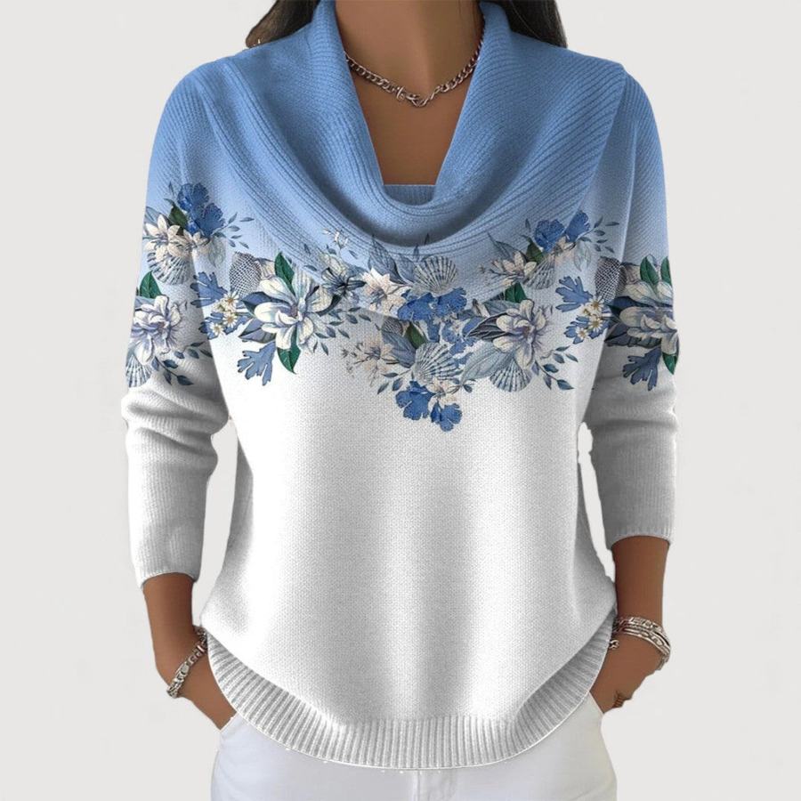 Lineea – Pullover Mit Floralem Rollkragen