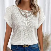 ALEYNA - SPITZENBLUSE MIT STRICKSTOFF