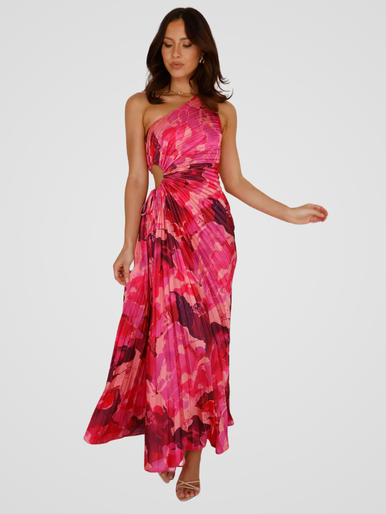 AURORA ONE SHOULDER PLISSEEKLEID