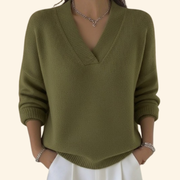 Laura | Stilvoller Damen Pullover elegant mit V-Ausschnitt