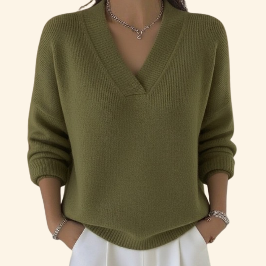 Laura | Stilvoller Damen Pullover elegant mit V-Ausschnitt