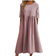 Elegantes Kleid aus Baumwolle und Leinen