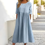 Elegantes Kleid aus Baumwolle und Leinen