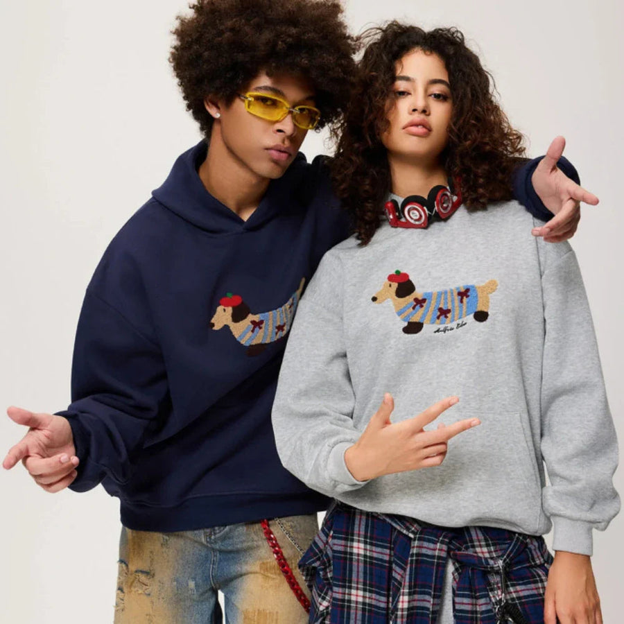 Oversize Hoodie Damen | Dackel-Stickerei & Formstabile Bündchen