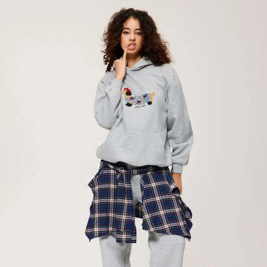 Oversize Hoodie Damen | Dackel-Stickerei & Formstabile Bündchen