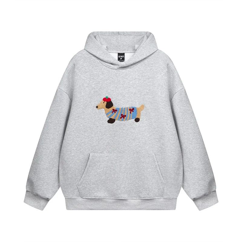 Oversize Hoodie Damen | Dackel-Stickerei & Formstabile Bündchen