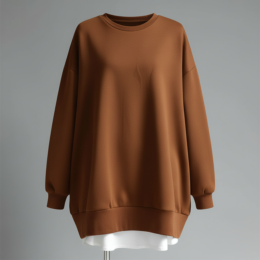 Felpa oversize donna | Comoda girocollo con maniche lunghe