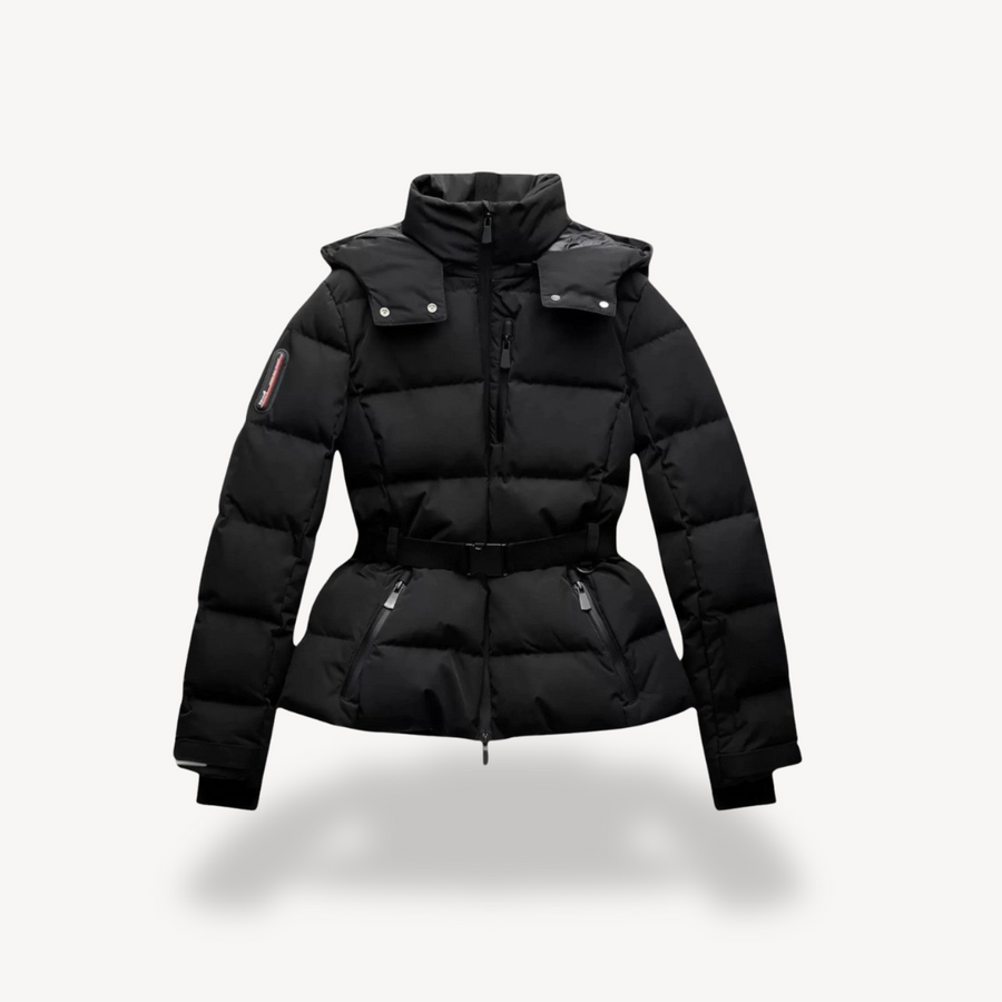 Winterjacke Damen Kurz | Steppjacke mit Gürtel und Hohem Kragen