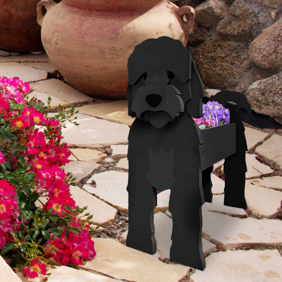 Schwarzer Cockapoo Blumentopf