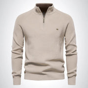 Klassischer Herrenpullover Mit Halbem Reißverschluss | Stehkragen