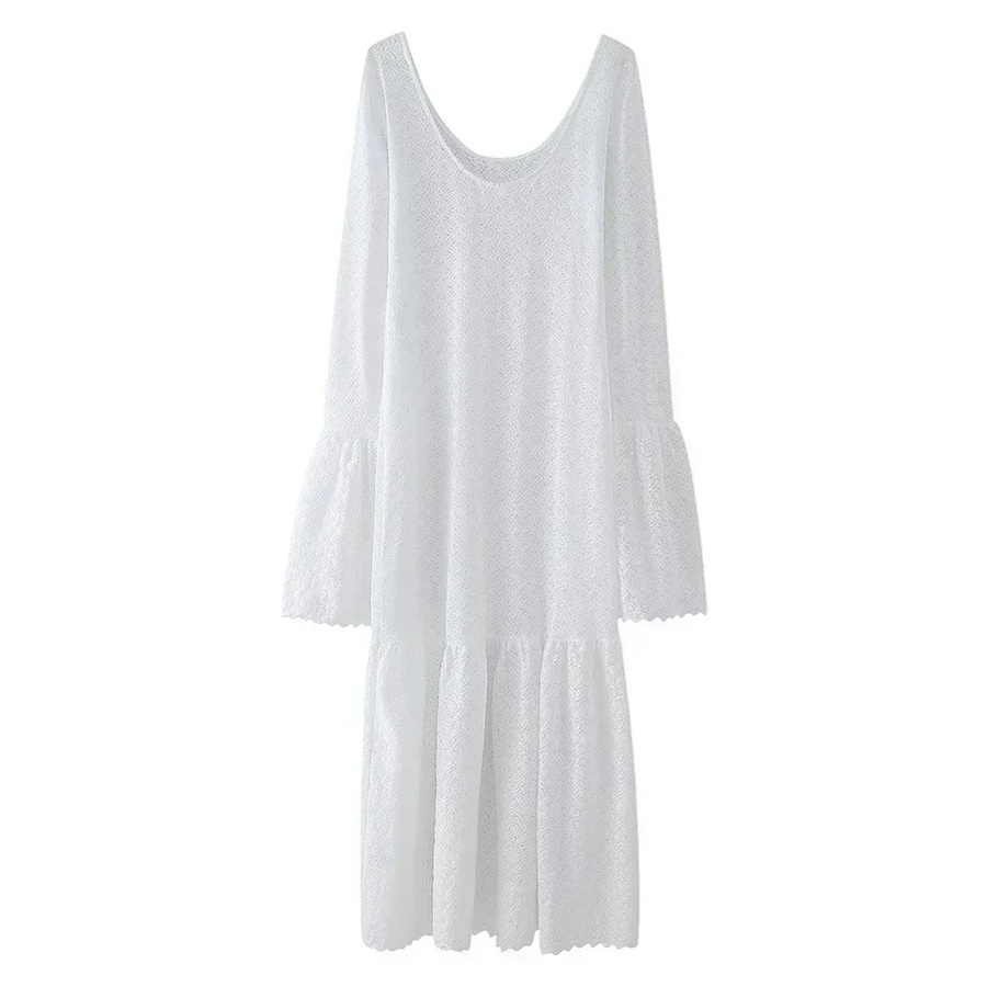 Elegantes Kleid - U-Ausschnitt - Unifarben - Sommer