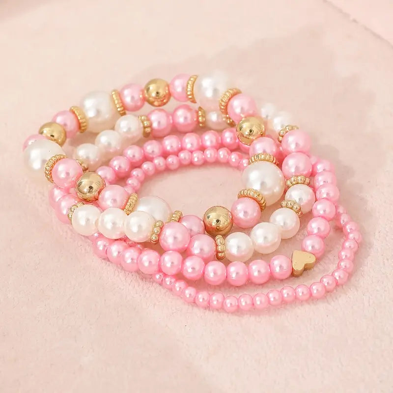 Set di braccialetti con perle 4 pezzi | Bracciale regolabile da donna
