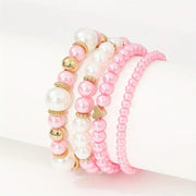 Set di braccialetti con perle 4 pezzi | Bracciale regolabile da donna