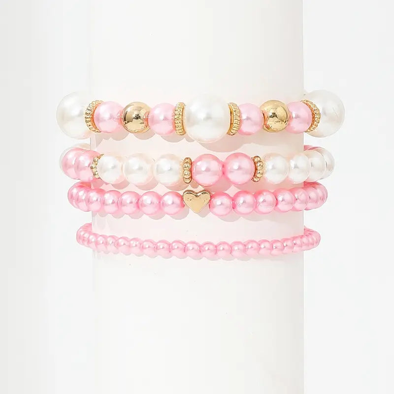 Set di braccialetti con perle 4 pezzi | Bracciale regolabile da donna
