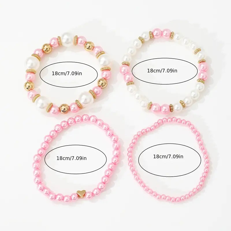 Set di braccialetti con perle 4 pezzi | Bracciale regolabile da donna