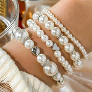 Set di braccialetti con perle 4 pezzi | Bracciale regolabile da donna