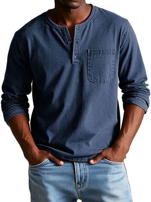 Philipp | Herren Langarmshirt mit Henley-Ausschnitt