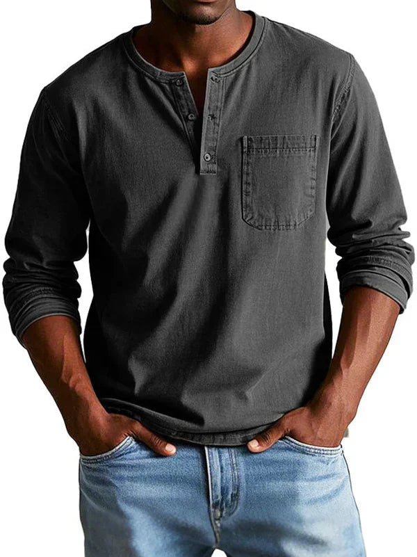 Philipp | Herren Langarmshirt mit Henley-Ausschnitt