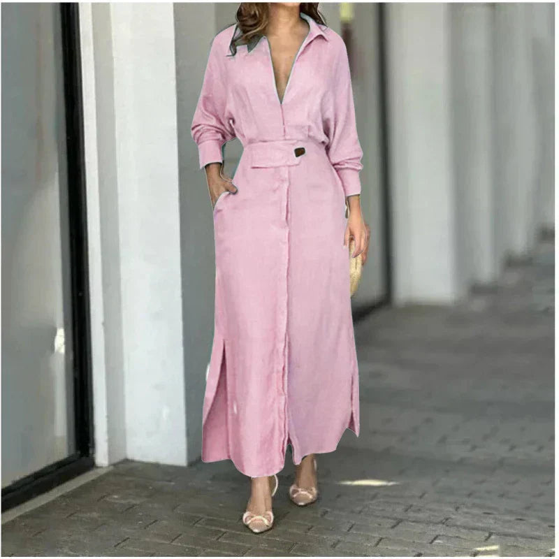 Rebecca - Langärmeliges Kleid mit verstellbarem Gürtel