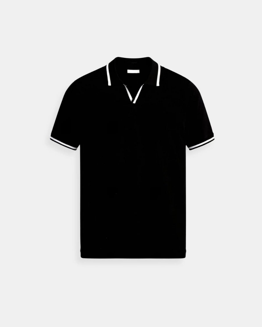 Herren-Strick-Poloshirt mit Kontrastabschlüssen – Offener Kragen