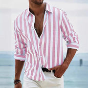 Polohemd Herren | Sommerliches Streifen-Design & Lässiger Langarm-Fit