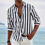 Polohemd Herren | Sommerliches Streifen-Design & Lässiger Langarm-Fit