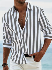 Polohemd Herren | Sommerliches Streifen-Design & Lässiger Langarm-Fit
