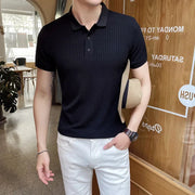 Poloshirt Herren | Slim Fit Strick-Polo mit Rippen-Struktur