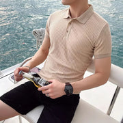 Poloshirt Herren | Slim Fit Strick-Polo mit Rippen-Struktur