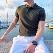Poloshirt Herren | Slim Fit Strick-Polo mit Rippen-Struktur
