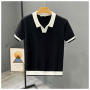 Poloshirt Herren | Strick-Polo mit Fischgrät-Muster & Kontrastkragen