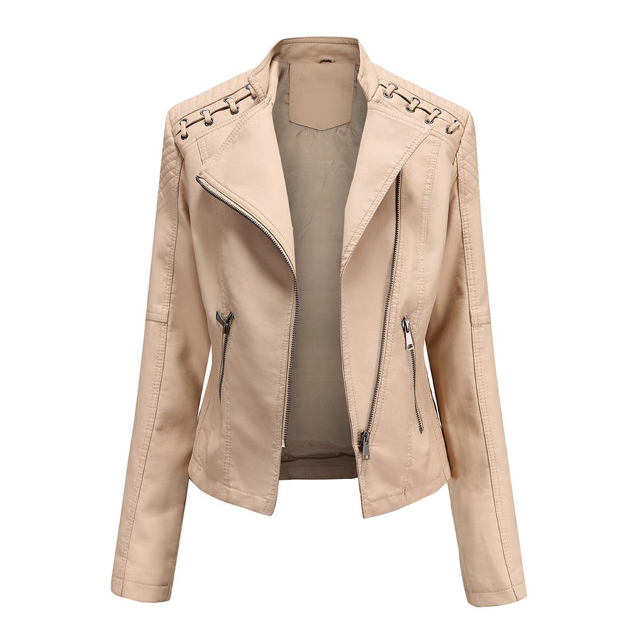 Damen Lederjacke Mit Reißverschluss | Langarm