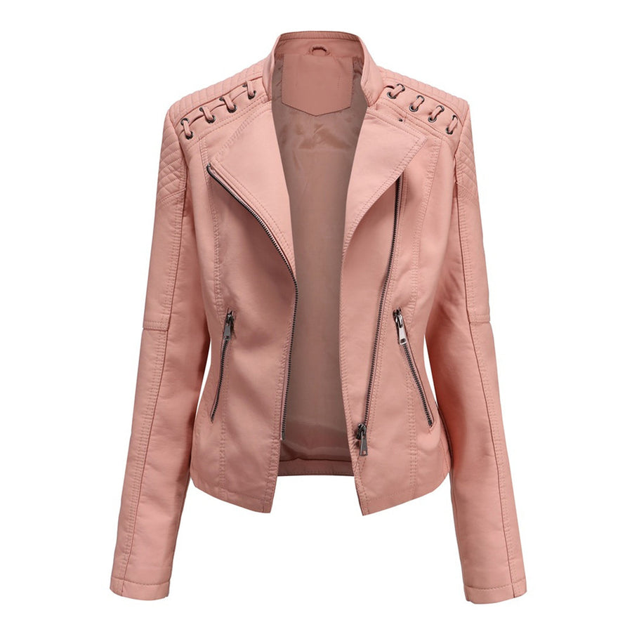 Damen Lederjacke Mit Reißverschluss | Langarm