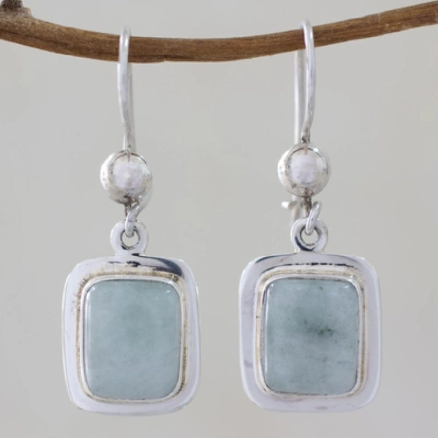 Blaue Vintage-Ohrringe aus Sterlingsilber quadratisch
