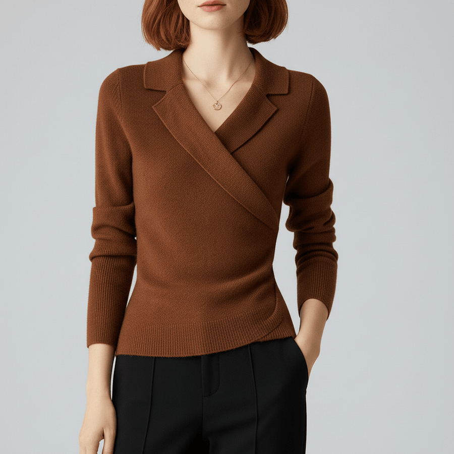 Pullover Mit Drapiertem V-Ausschnitt - Catharina