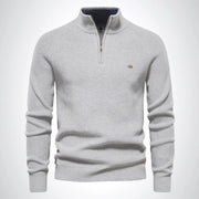 Klassischer Herrenpullover Mit Halbem Reißverschluss | Stehkragen