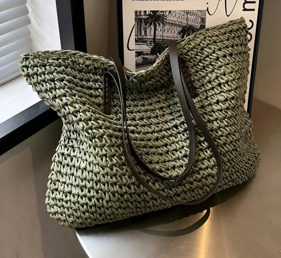 Boho Damentasche – Handgewebte Strandtasche mit Quasten & Details