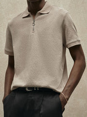 Modernes Strick-Poloshirt mit Reißverschluss