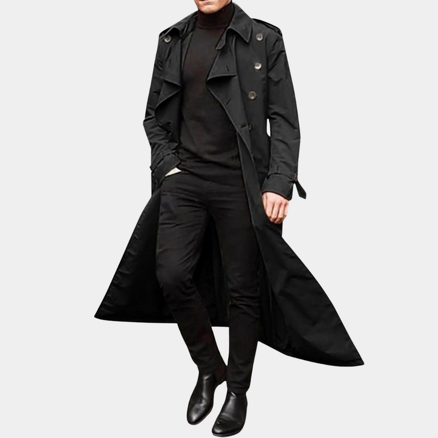 Hans | Herren Stilvoller Langer Trenchcoat mit Knöpfen
