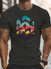 Roberto- Bedrucktes kurzärmliges Sommer T-Shirt für Herren