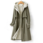Trenchcoat Damen | Langer Übergangsmantel Mit Kapuze